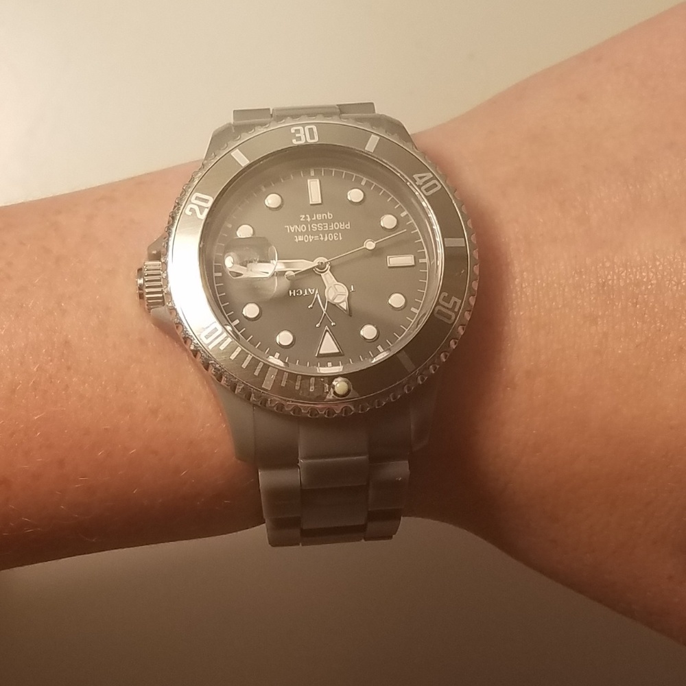cute gray and silver watch